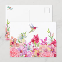 Fleurs aquarelle jardin d'oiseaux