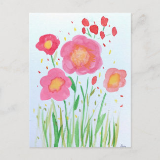 Carte Postale Fleurs aquarelles