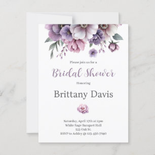 Carte Postale Fleurs aquarelles lavande pour douche de mariée