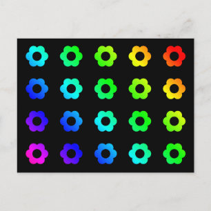 Carte Postale Fleurs arc-en-ciel Couleur Multicolor Daisy Daisie