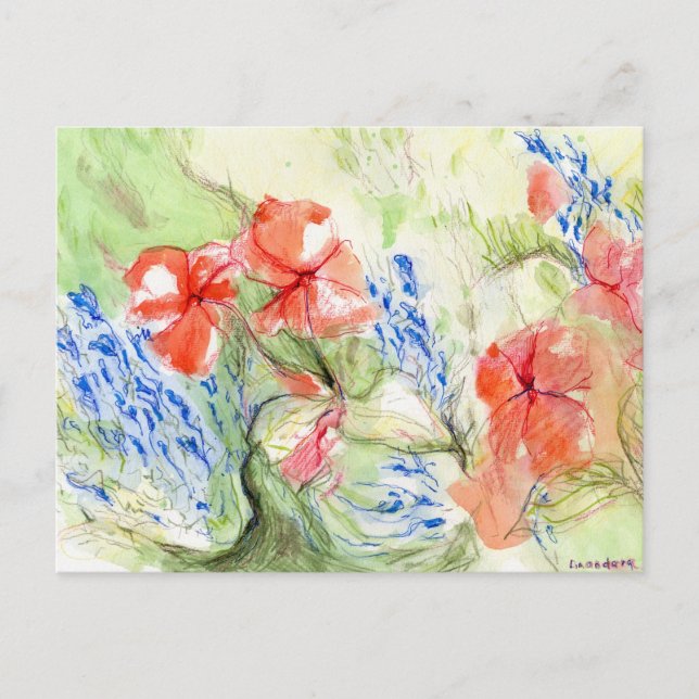 Carte Postale Fleurs Balsam et Lobelia (Devant)