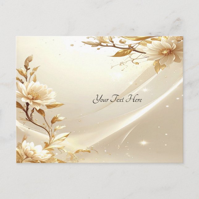 Carte postale Fleurs Blanches et Dorées (Devant)