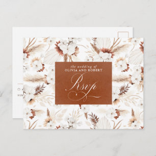 Carte Postale Fleurs blanches et en terre cuite Mariage RSVP