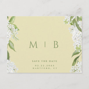 Carte Postale Fleurs Blanches Jaune Date Enregistrer Mariage Mod