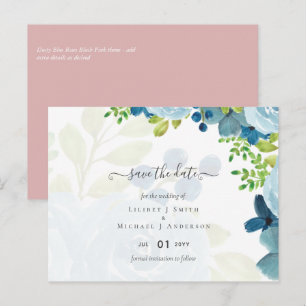 Carte Postale Fleurs Bleu Poussiéreux Sublimes Vert Sauge Mariag