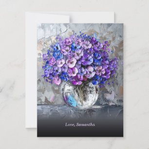 Carte Postale Fleurs bleues et violettes élégantes personnalisée