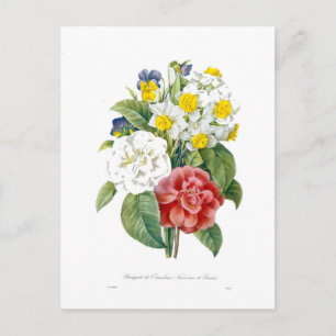 Carte Postale fleurs botaniques colorées vintage par Redoute.