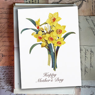 Carte Postale Fleurs Botaniques Vintage Élégantes Jaunes Jonquil
