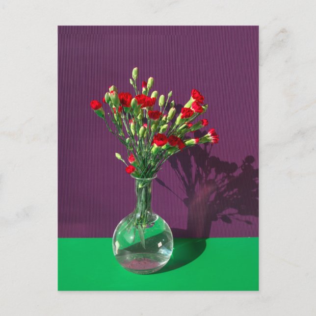 Carte Postale Fleurs | Bouquet Carantion Rouge (Devant)