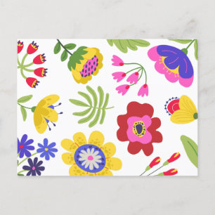 Carte Postale Fleurs colorées amusantes 