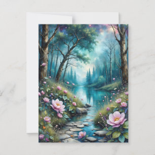 Carte Postale Fleurs colorées un ruisseau et nature sauvage
