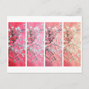 Carte Postale Fleurs d'amandier de Van Gogh dégradé rose foncé p