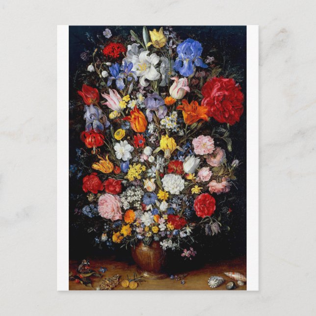 Carte Postale Fleurs dans le bateau en bois, Jan Brueghel l'Anci (Devant)