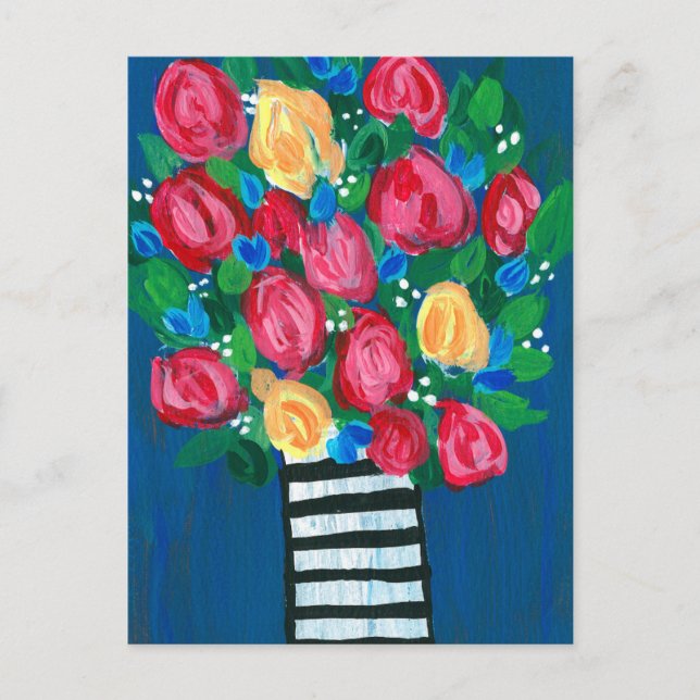 Carte Postale Fleurs dans un Vase blanc et noir (Devant)