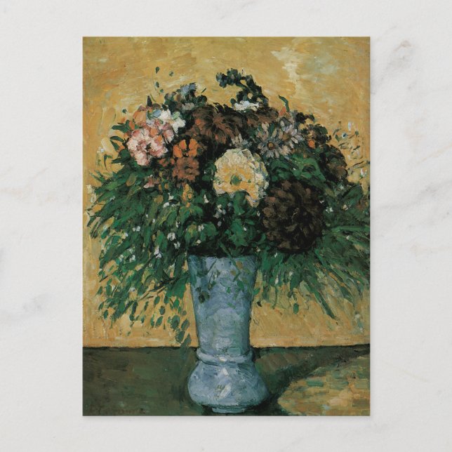 Carte Postale Fleurs dans un Vase Bleu par Paul Cezanne Art Vint (Devant)
