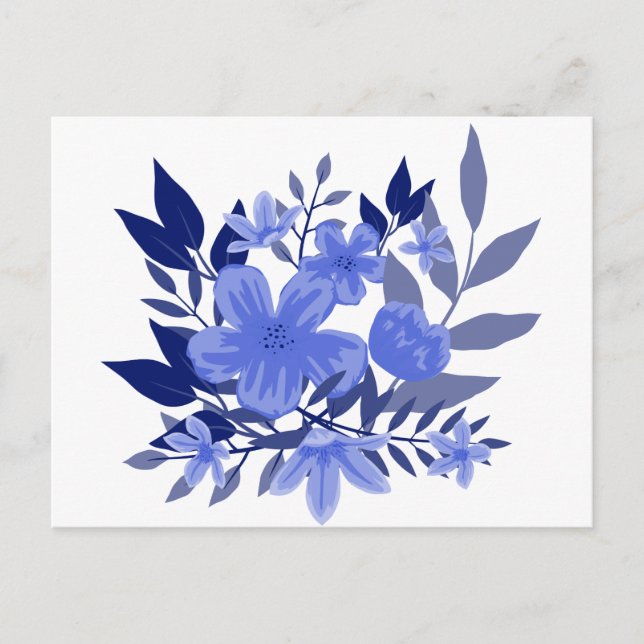 Carte Postale Fleurs d'aquarelle bleu floral (Devant)