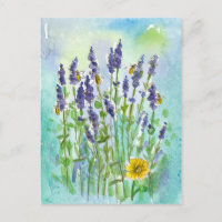 Fleurs d'aquarelle de lavande d'abeilles miel