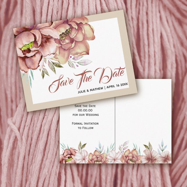 Carte Postale Fleurs d'aquarelle en terre cuite florales Enregis (Créateur téléchargé)