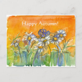 Carte Postale Fleurs d'aquarelle papillon Daisy Joyeux automne