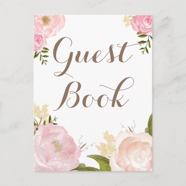 Carte Postale Fleurs d'aquarelle romantique Mariage de livre d'h (Devant)