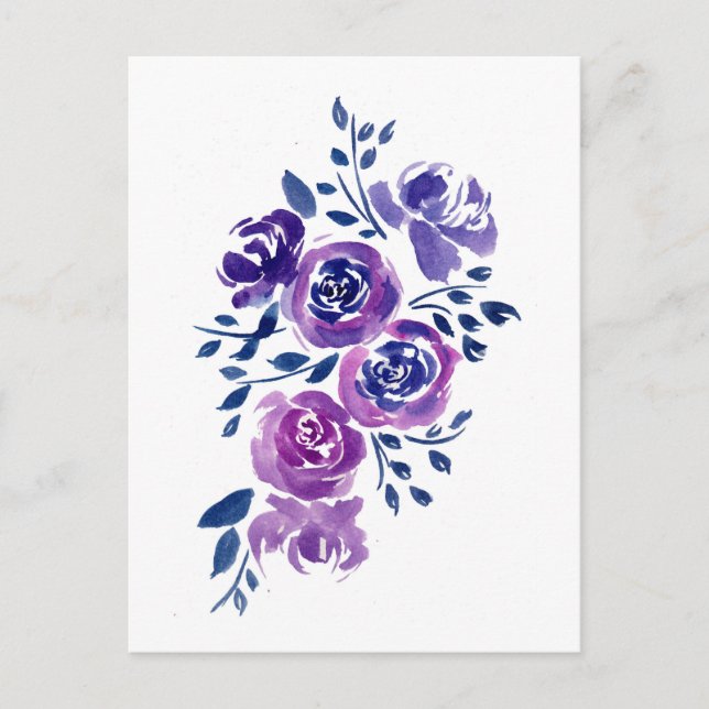 Carte Postale Fleurs d'aquarelle violette (Devant)
