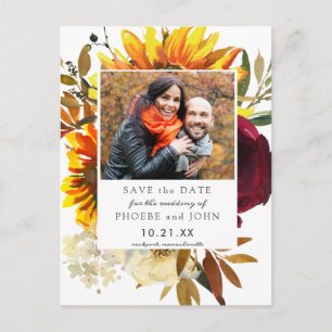 Carte Postale Fleurs d'automne Enregistrer la date