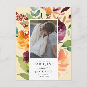 Carte Postale Fleurs d'automne Photo Enregistrer la date