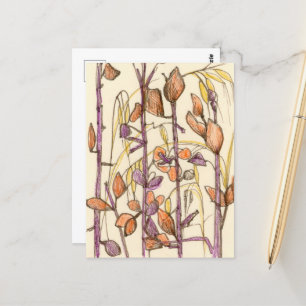 Carte Postale Fleurs d'automne Plante Automne Couleurs Encre Des