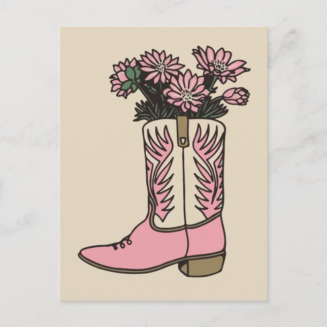 Carte Postale Fleurs de bottes de cowgirl (Devant)