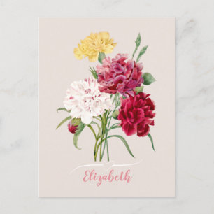 Carte Postale Fleurs de carnation vintages Imprimer