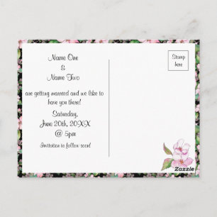Carte Postale Fleurs de cerise sur le noir Enregistrer la date C