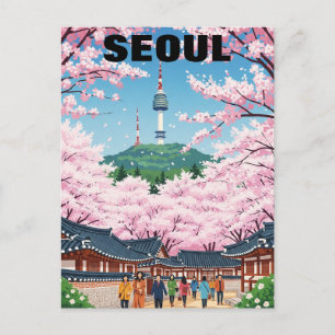 Carte Postale Fleurs de cerisier de Séoul Corée du Sud