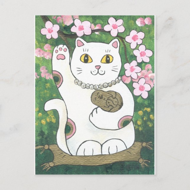 Carte Postale Fleurs de cerisier douces Neko (Devant)