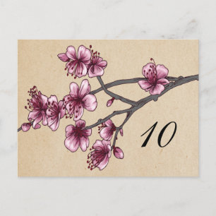 Carte Postale Fleurs de cerisier rose Vintage Numéro de tableau 