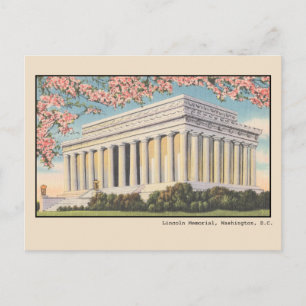 Carte Postale Fleurs de cerisier vintage au Lincoln Memorial Po