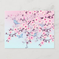 Fleurs de cerisiers et papillons