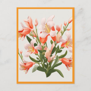 CARTE POSTALE FLEURS DE COULEUR PÊCHE #1