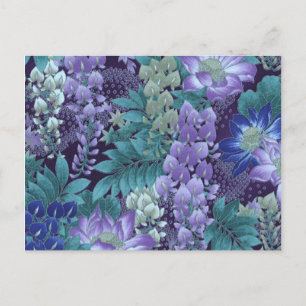 Carte Postale Fleurs de jungle violettes et Turquoises