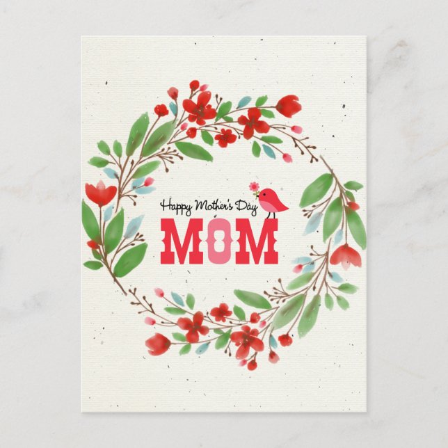 Carte Postale Fleurs de la Fête des Mères Blessing mignonne Bibl (Devant)