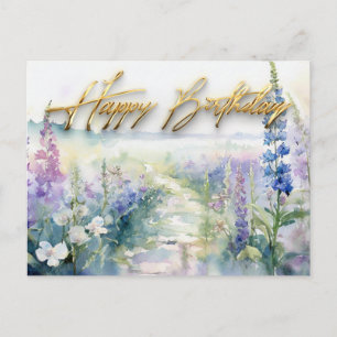 Carte Postale Fleurs de Lavande sauvage Joyeux anniversaire