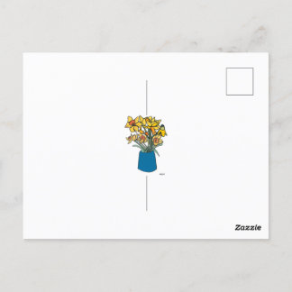 Carte Postale Fleurs de ligne continue florissante dans le vase