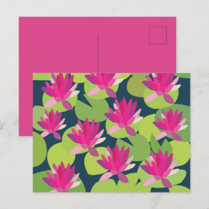Carte Postale Fleurs de Lotus Rose Nénuphar Floral