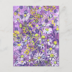 Carte Postale Fleurs de marguerite à pois Fleurs d'été Art flora