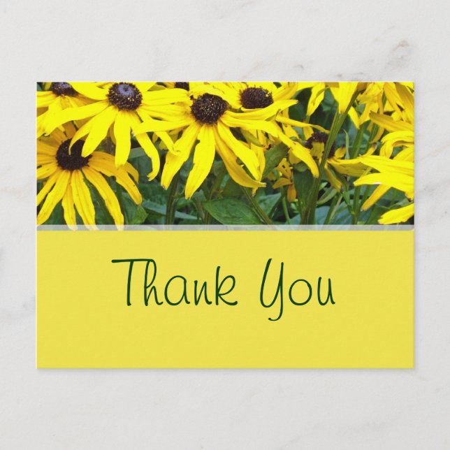 Carte Postale fleurs de marguerite d'été jaune vif merci (Devant)