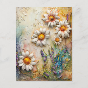 Carte Postale Fleurs de marguerite Joli Fleur sauvage Floral Nat