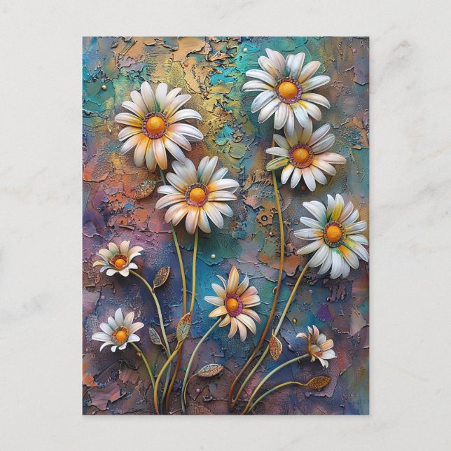 Carte Postale Fleurs de marguerite Joli Fleur sauvage Floral Nat (Devant)
