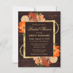 Carte Postale Fleurs de mariage champêtre orange brûlé automne