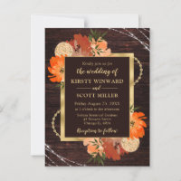 Fleurs de mariage rustiques orange brûlé d'automne