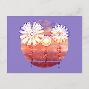 Carte Postale Fleurs de Merci au coucher du soleil - violet