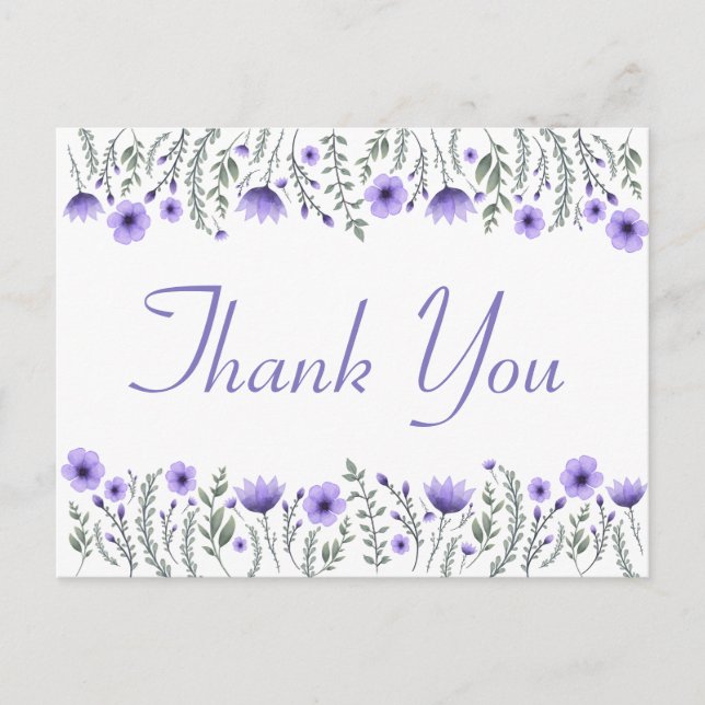 Carte Postale Fleurs de Merci violet Floral Fête de mariage (Devant)